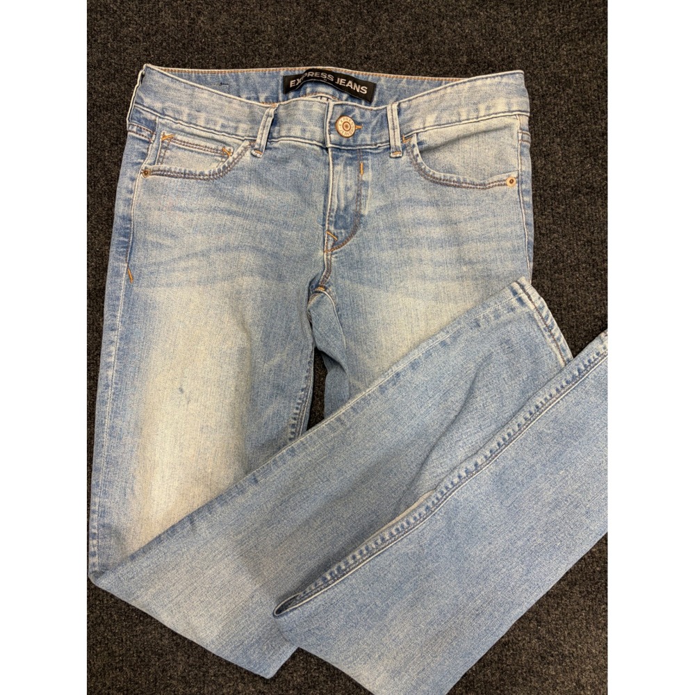Express Stella Low Rise Legging Jeans Light Wash Denim Size 6L Long Slim Fit